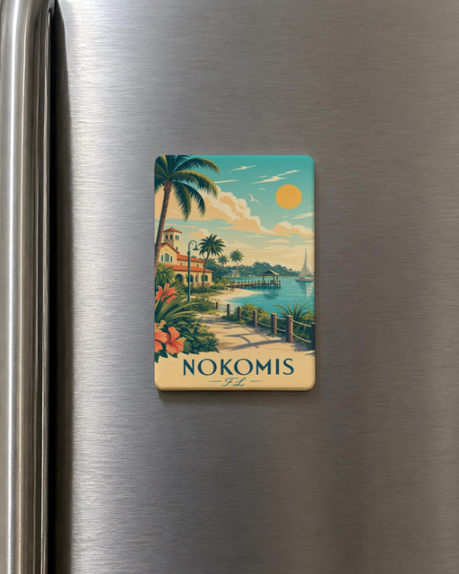 Nokomis Florida Fridge Magnet, Nokomis FL Souvenir Magnet, Gulf Coast Travel Gift, Beach Town Keepsake Magnet