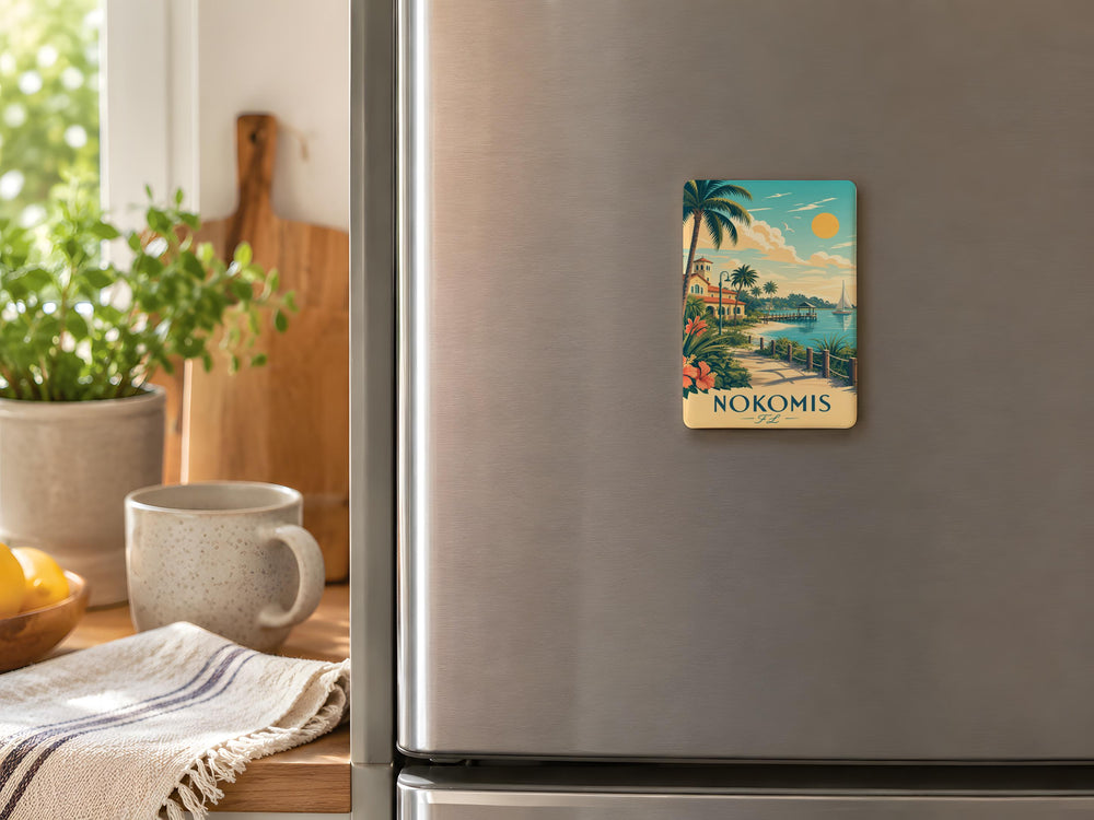 Nokomis Florida Fridge Magnet, Nokomis FL Souvenir Magnet, Gulf Coast Travel Gift, Beach Town Keepsake Magnet