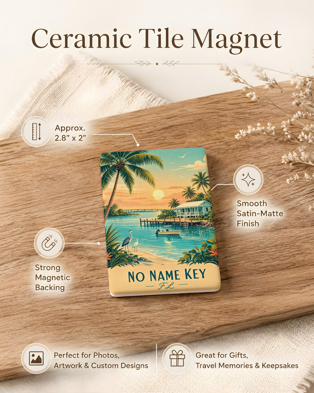 Florida Keys Fridge Magnet, Key West Souvenir Magnet, Tropical Island Vacation Travel Gift, Coastal Florida Keepsake Magnet