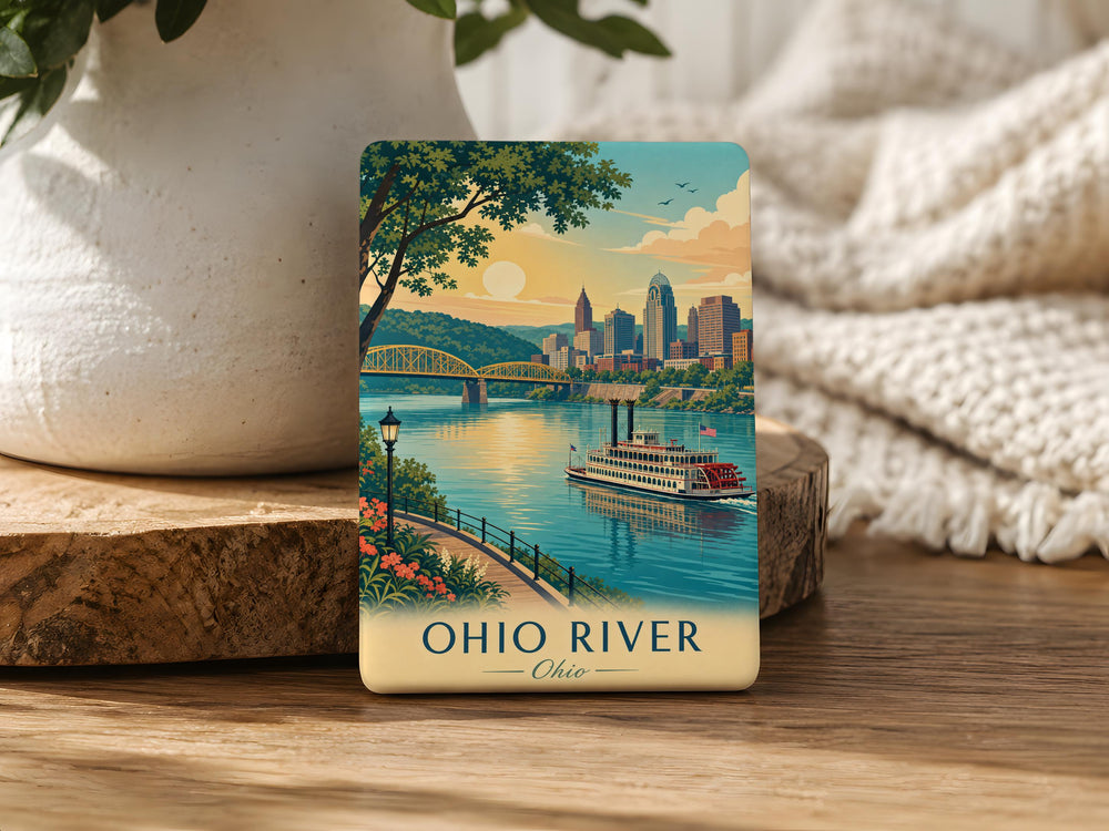 Ohio River Fridge Magnet, Ohio River Souvenir Magnet, River Landmark Magnet, Ohio-Kentucky-West Virginia River Gift