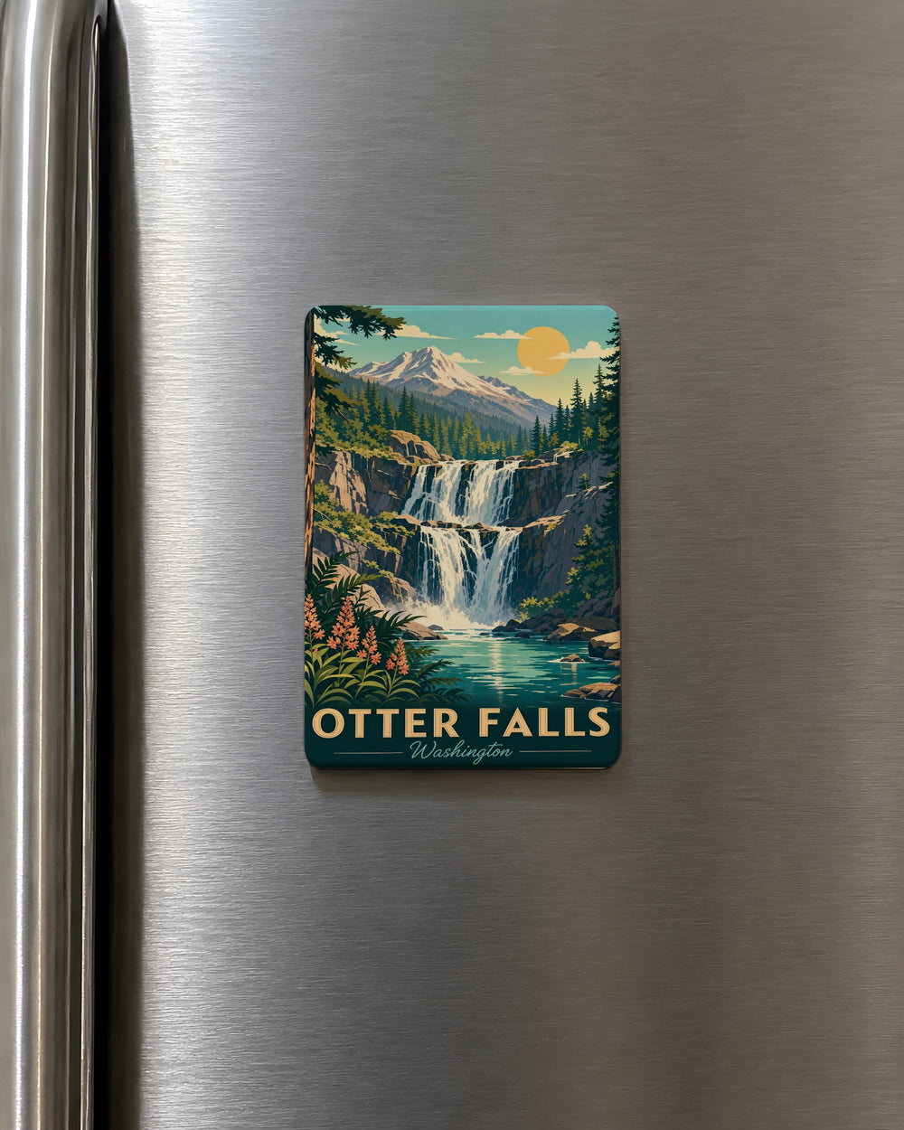 Otter Falls Washington Fridge Magnet, Otter Falls WA Souvenir Magnet, Washington State Travel Gift Magnet