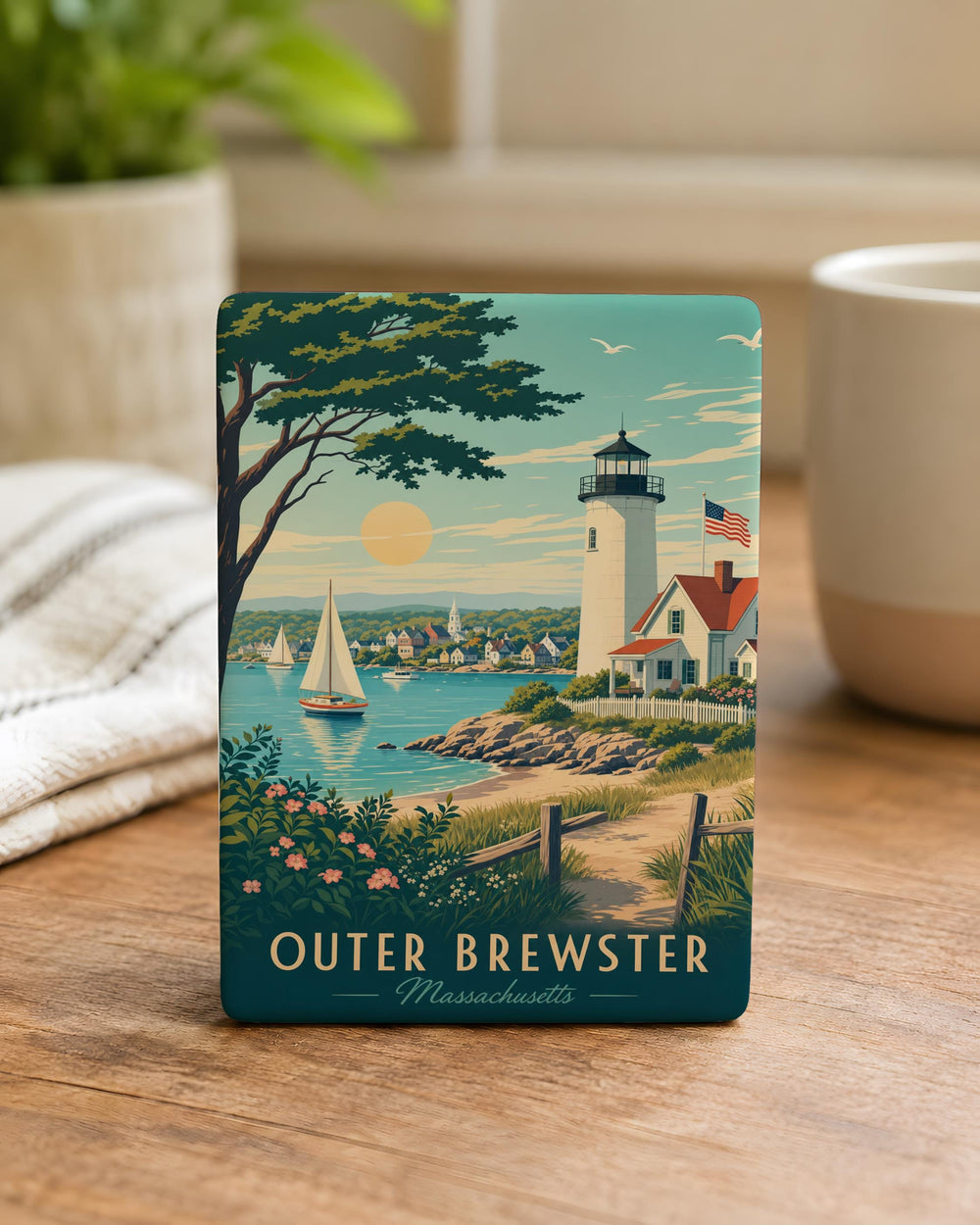 Outer Brewster Fridge Magnet, Outer Banks North Carolina Beach Town Souvenir Magnet, Coastal Travel Keepsake Magnet