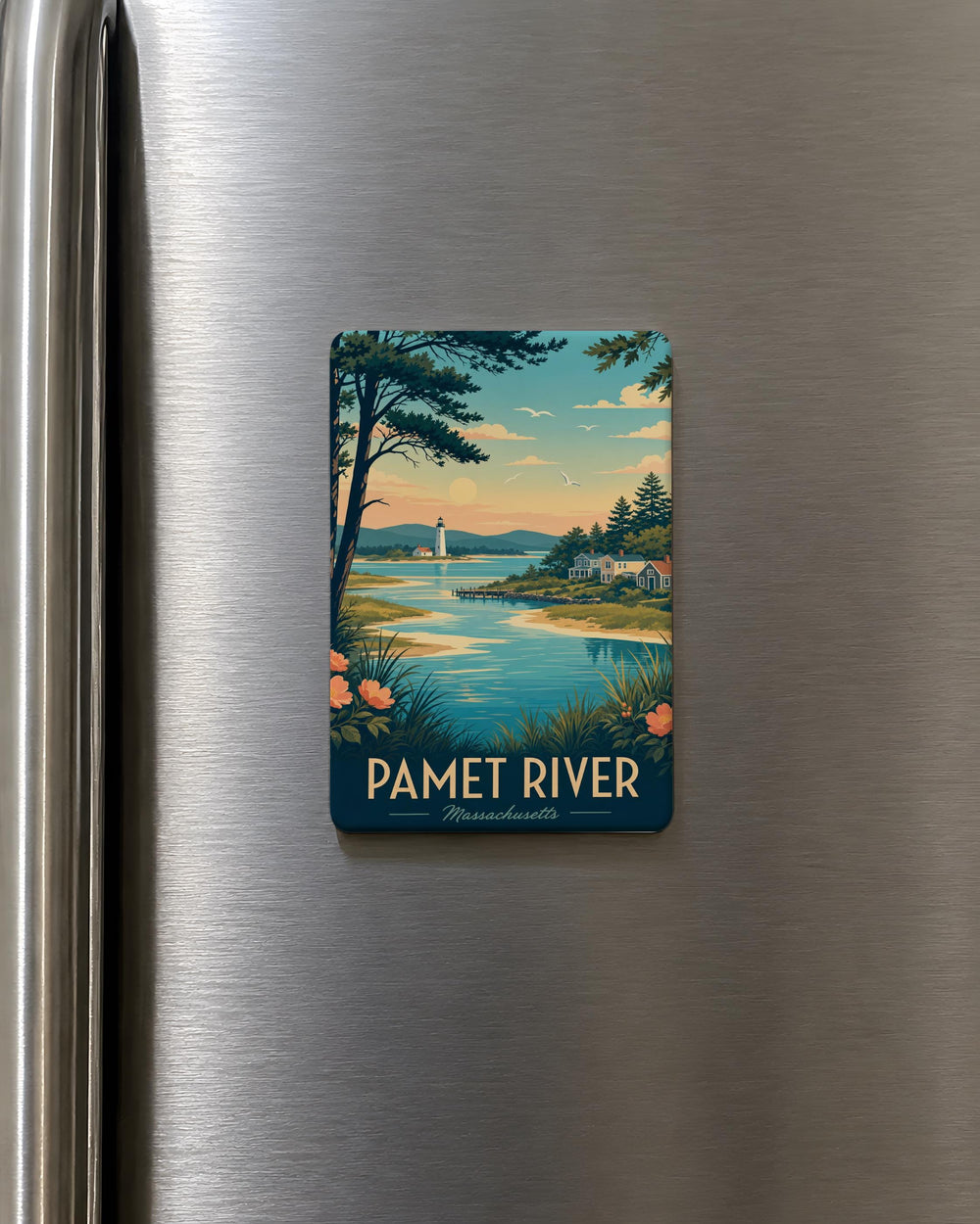 Pamet River Fridge Magnet, Cape Cod Massachusetts Souvenir, Coastal River Landscape Magnet, New England Travel Gift