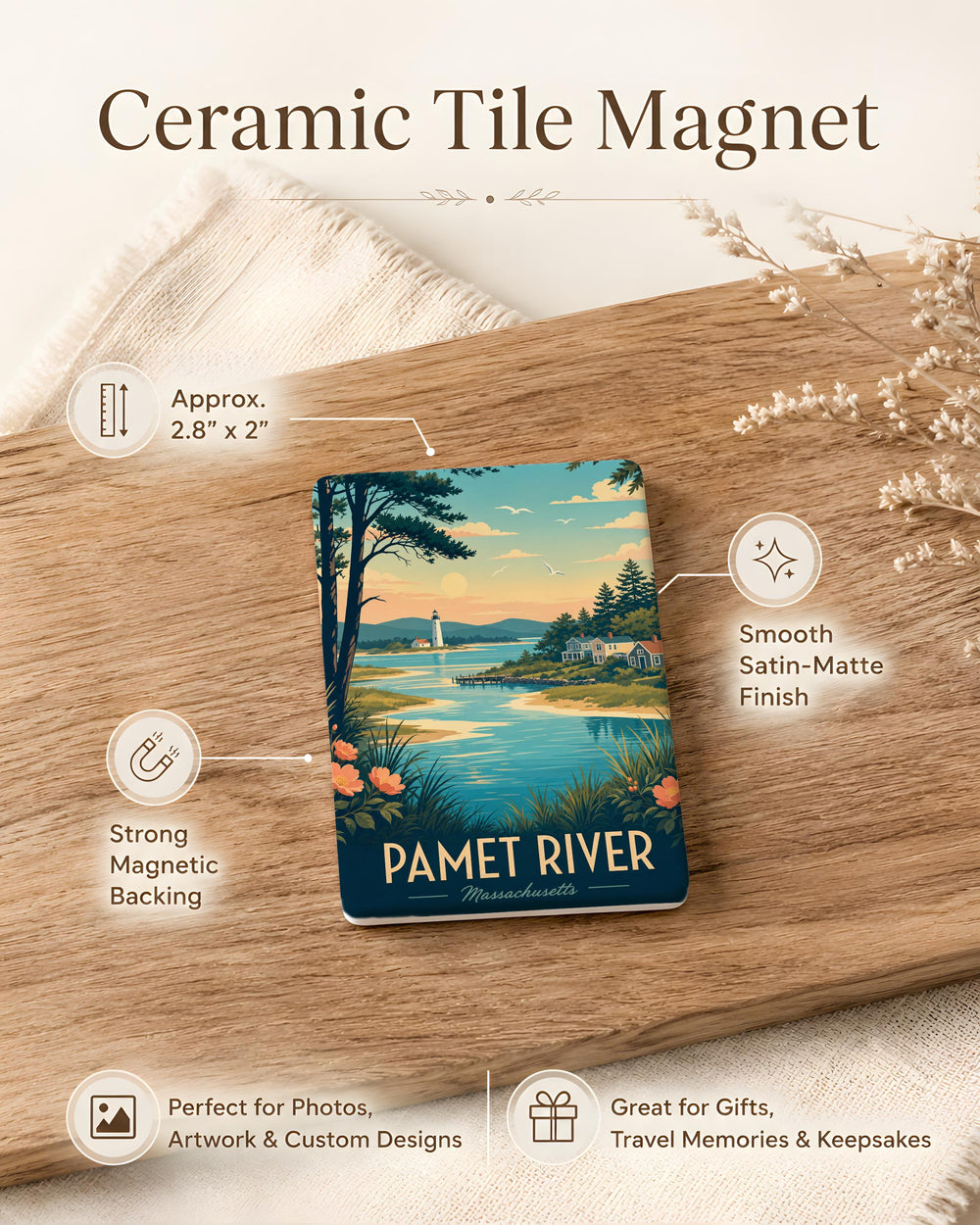 Pamet River Fridge Magnet, Cape Cod Massachusetts Souvenir, Coastal River Landscape Magnet, New England Travel Gift