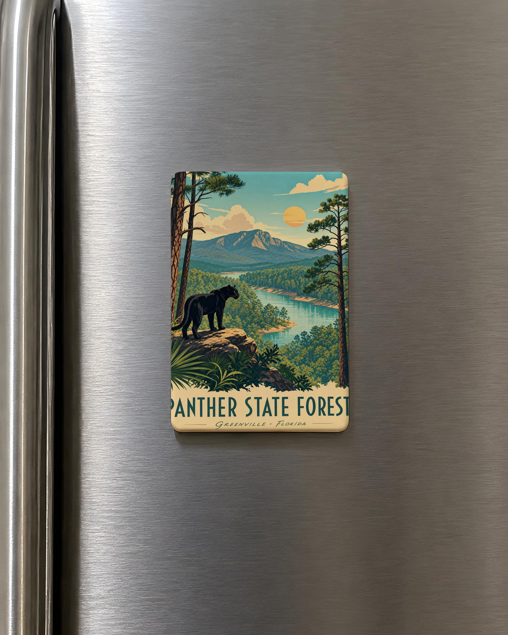 Panther State Forest Fridge Magnet, Panther State Forest Souvenir Magnet, Nature Park Travel Keepsake Magnet