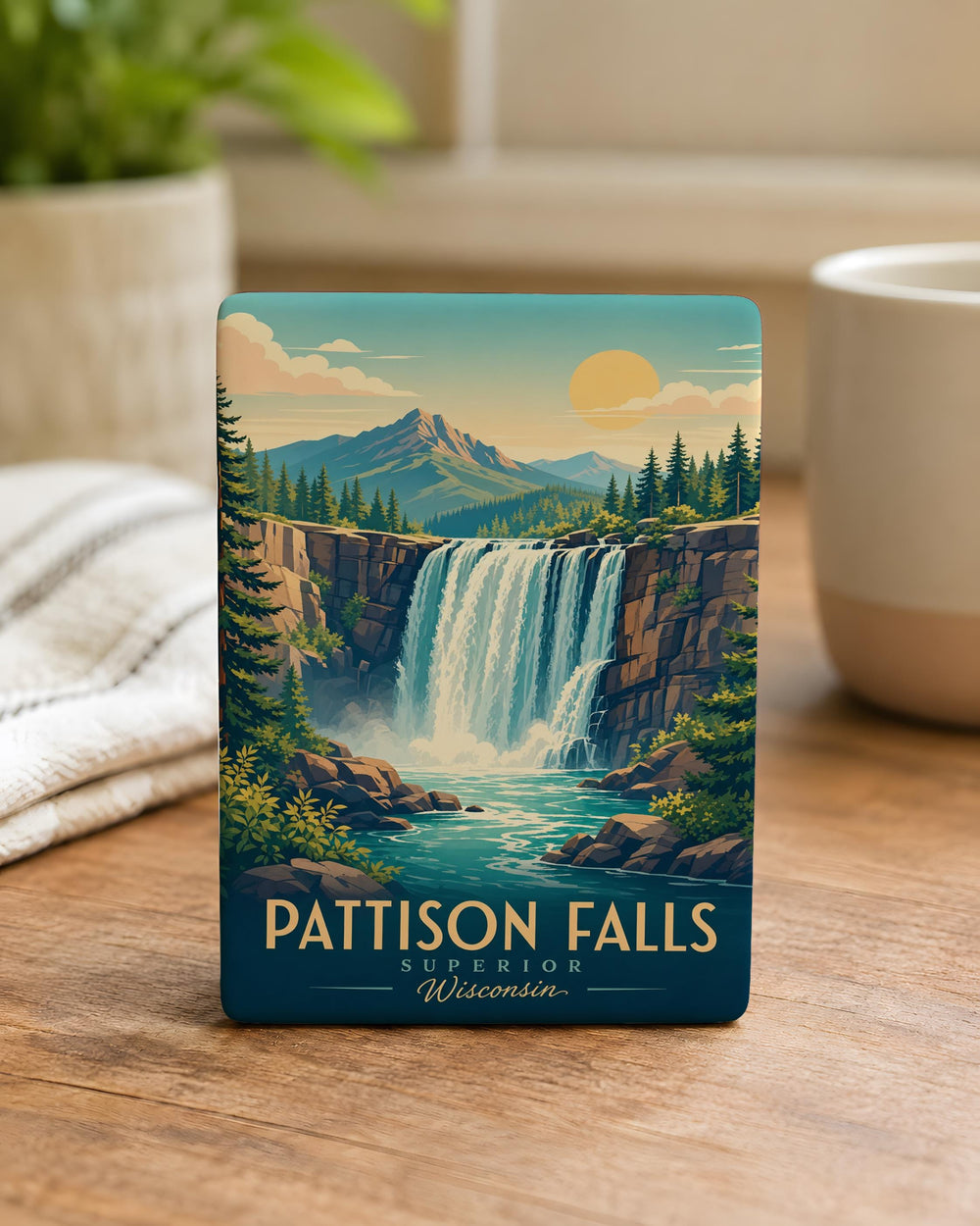 Pattison Falls Fridge Magnet, Pattison State Park Waterfall Souvenir, Wisconsin Nature Travel Gift Magnet