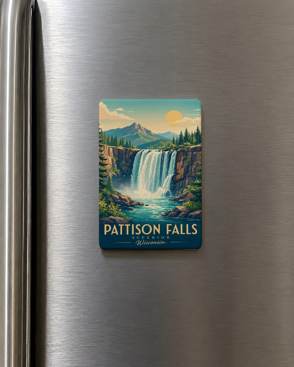 Pattison Falls Fridge Magnet, Pattison State Park Waterfall Souvenir, Wisconsin Nature Travel Gift Magnet