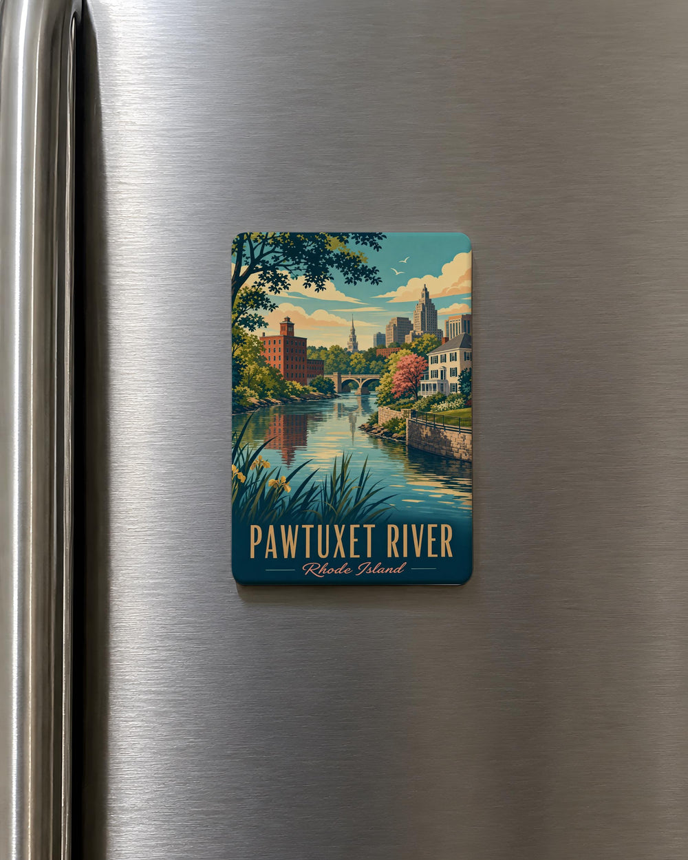 Pawtuxet River Fridge Magnet, Rhode Island River Landmark Souvenir Magnet, Pawtuxet Village Coastal New England Gift