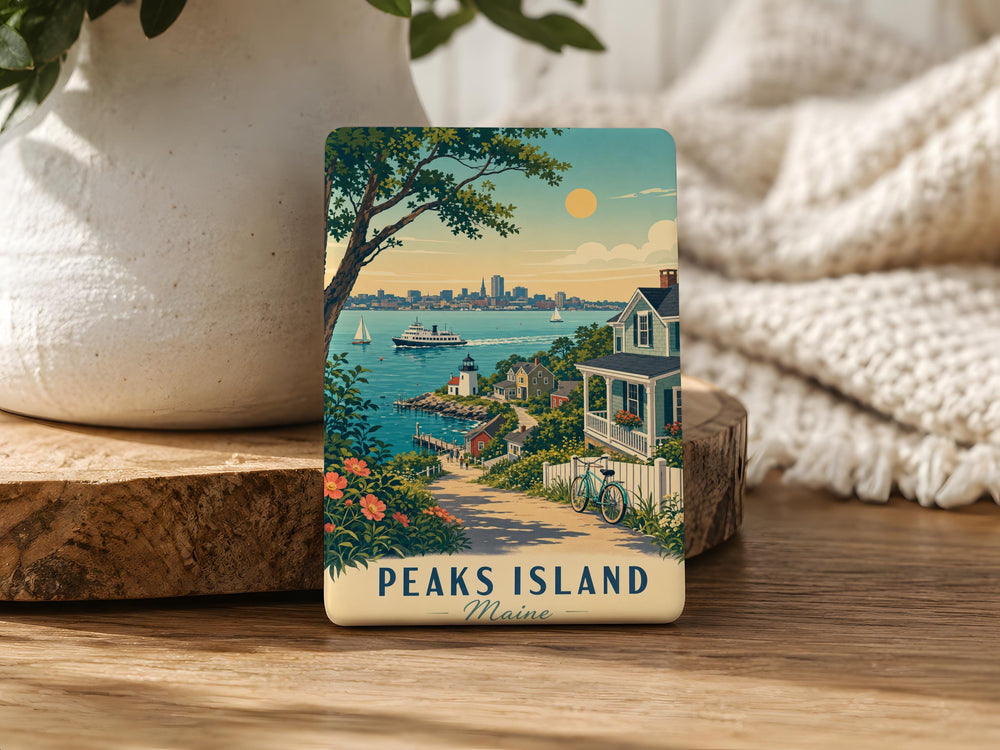 Peaks Island Maine Fridge Magnet, Peaks Island Souvenir Magnet, Maine Coastal Island Travel Keepsake Magnet