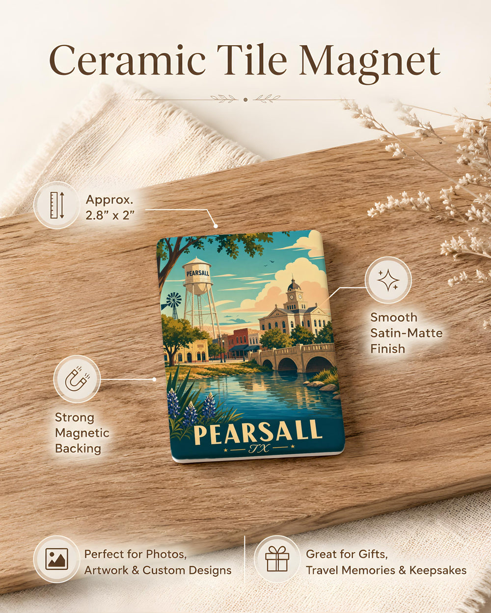 Pearsall TX Fridge Magnet, Pearsall Texas Souvenir Magnet, City Name Travel Keepsake, Hometown Gift, South Texas Magnet