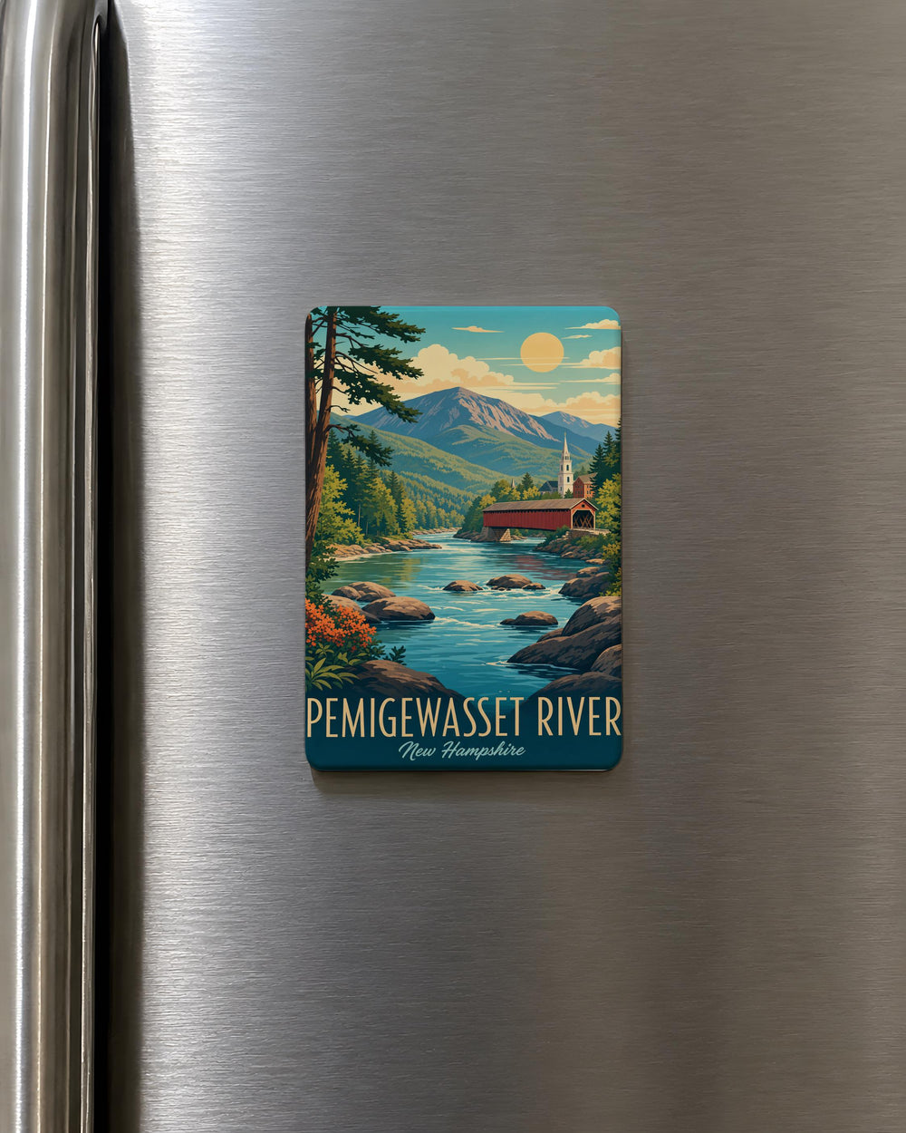 Pemigewasset River Fridge Magnet, New Hampshire River Souvenir, White Mountains Travel Keepsake Magnet