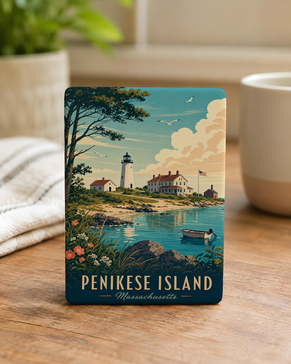 Penikese Island Fridge Magnet, Massachusetts Coastal Island Souvenir, New England Travel Keepsake Magnet, Ocean Island Decor