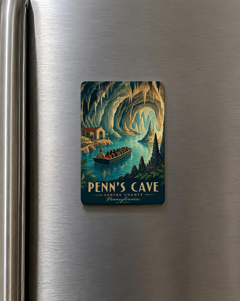Penns Cave Fridge Magnet, Pennsylvania Cavern Attraction Souvenir, Cave Tour Travel Keepsake Magnet