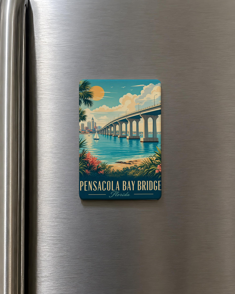 Pensacola Bay Bridge Fridge Magnet, Florida Coastal Landmark Souvenir Magnet, Pensacola Travel Keepsake Gift