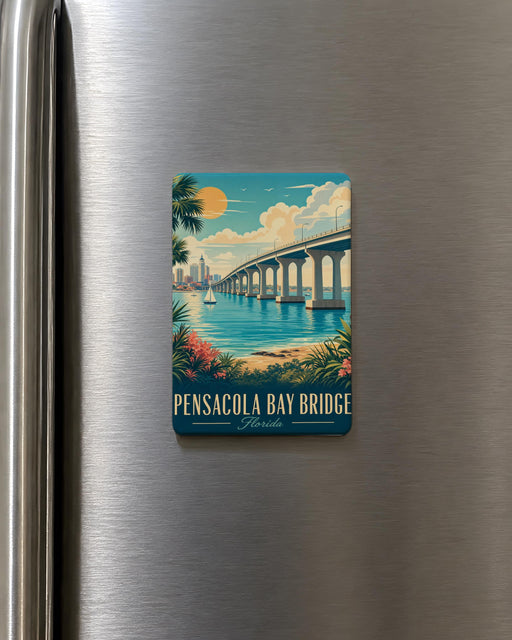 Pensacola Bay Bridge Fridge Magnet, Florida Coastal Landmark Souvenir Magnet, Pensacola Travel Keepsake Gift