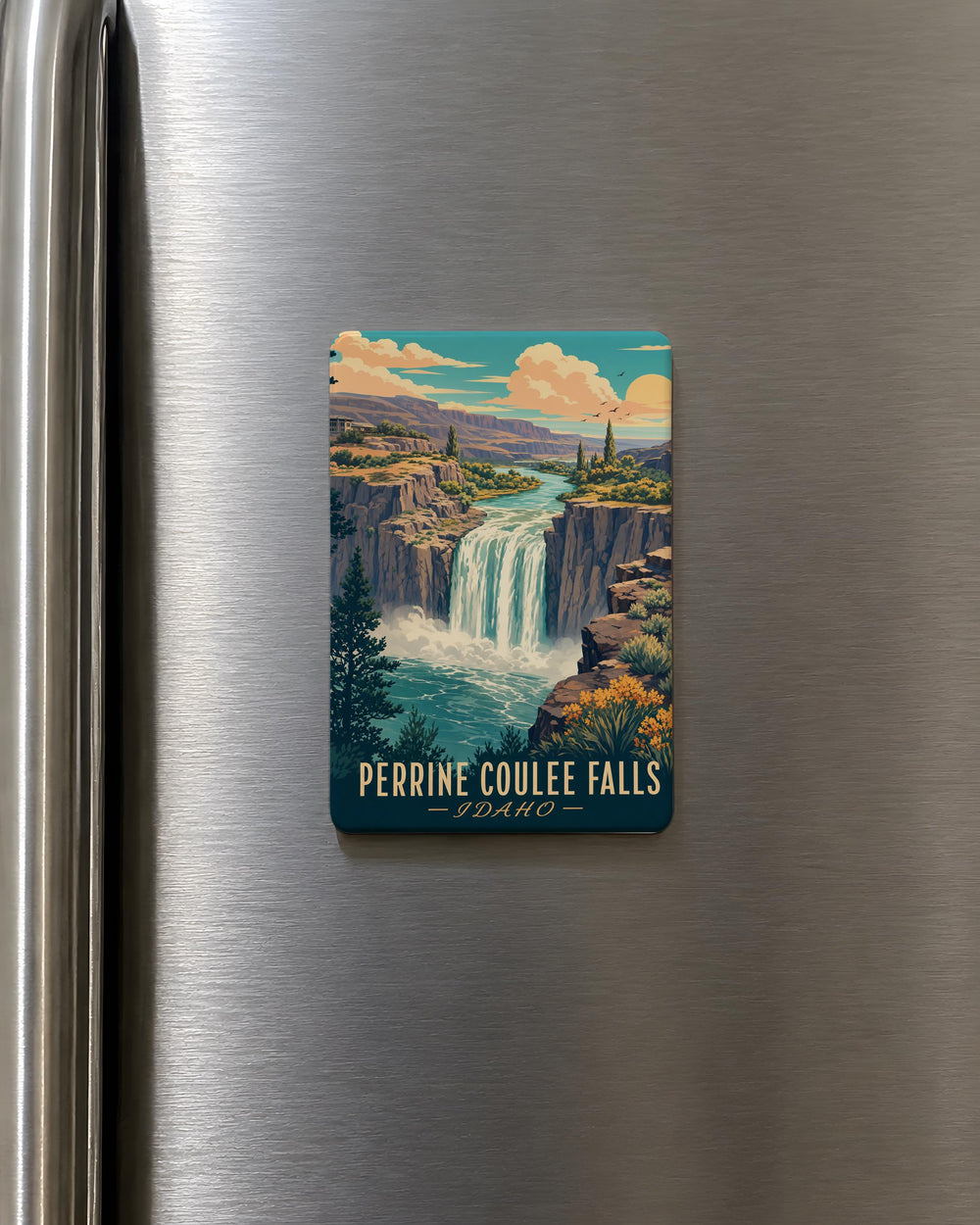 Perrine Coulee Falls Fridge Magnet, Perrine Coulee Waterfall Souvenir Magnet, Twin Falls Idaho Travel Keepsake Magnet
