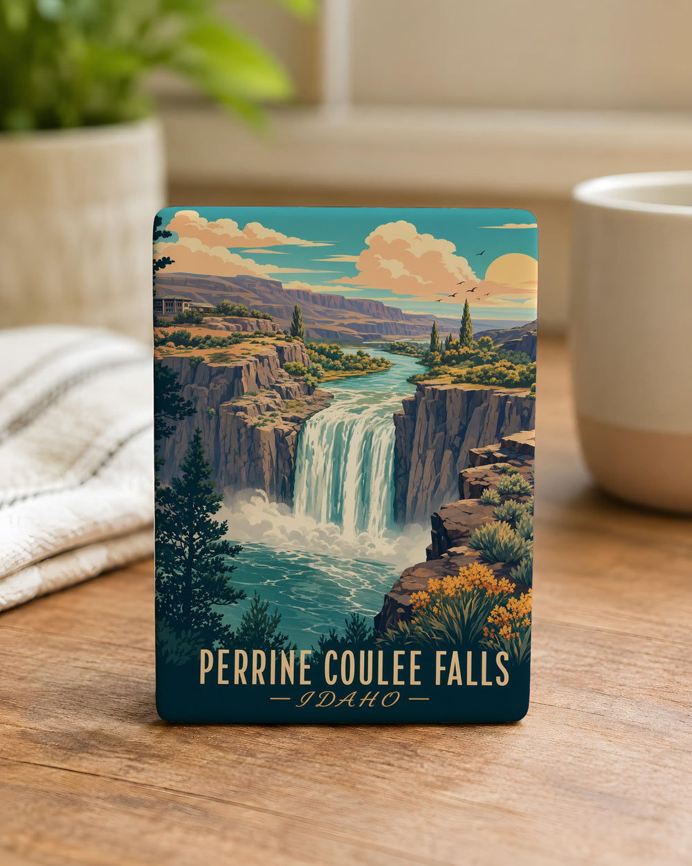 Perrine Coulee Falls Fridge Magnet, Perrine Coulee Waterfall Souvenir Magnet, Twin Falls Idaho Travel Keepsake Magnet
