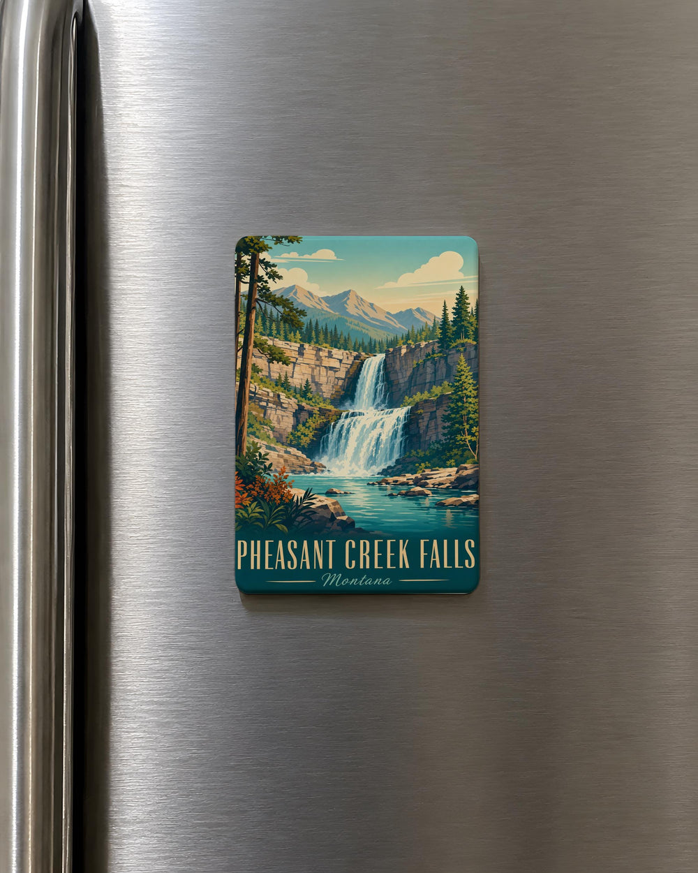 Pheasant Creek Falls Fridge Magnet, Waterfall Nature Souvenir Magnet, Hiking Travel Keepsake Magnet