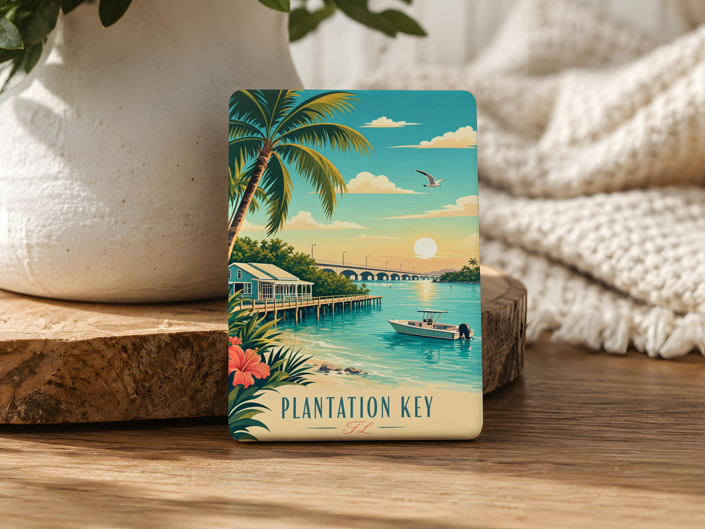 Plantation Key Florida Fridge Magnet, Florida Keys Souvenir Magnet, Tropical Island Travel Gift, Keys Vacation Keepsake
