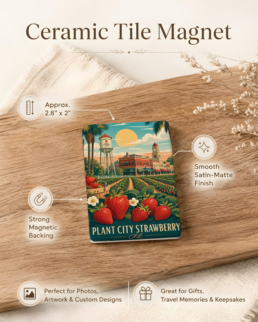 Plant City Strawberry Florida Fridge Magnet, Plant City FL Strawberry Souvenir Magnet, Florida Strawberry Festival Gift Magnet