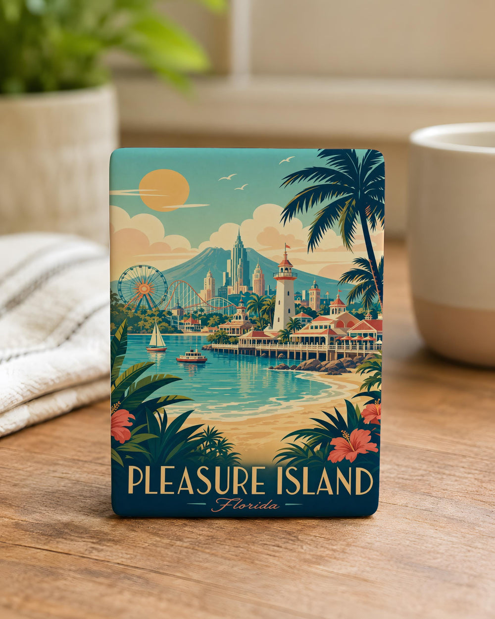 Pleasure Island Fridge Magnet, Pleasure Island Theme Park Souvenir Magnet, Island Vacation Travel Keepsake Magnet