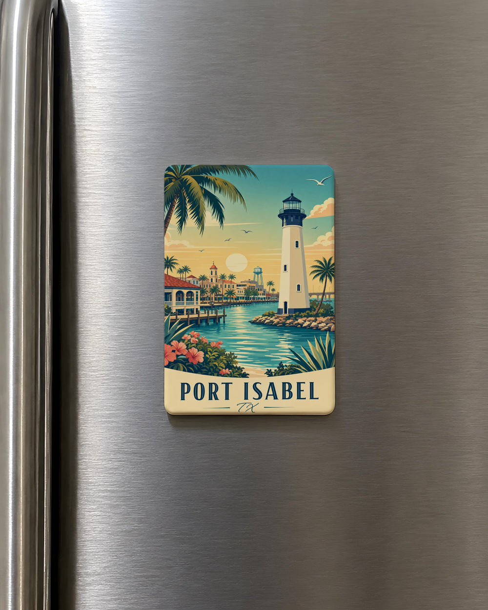 Port Isabel TX Fridge Magnet, Port Isabel Texas Souvenir Magnet, Coastal Town Travel Gift, South Padre Island Area Keepsake