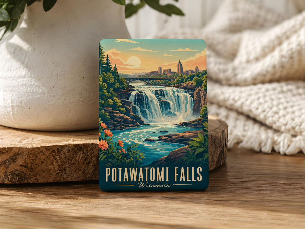 Potawatomi Falls Fridge Magnet, Waterfall Nature Souvenir, Upper Peninsula Michigan Travel Keepsake