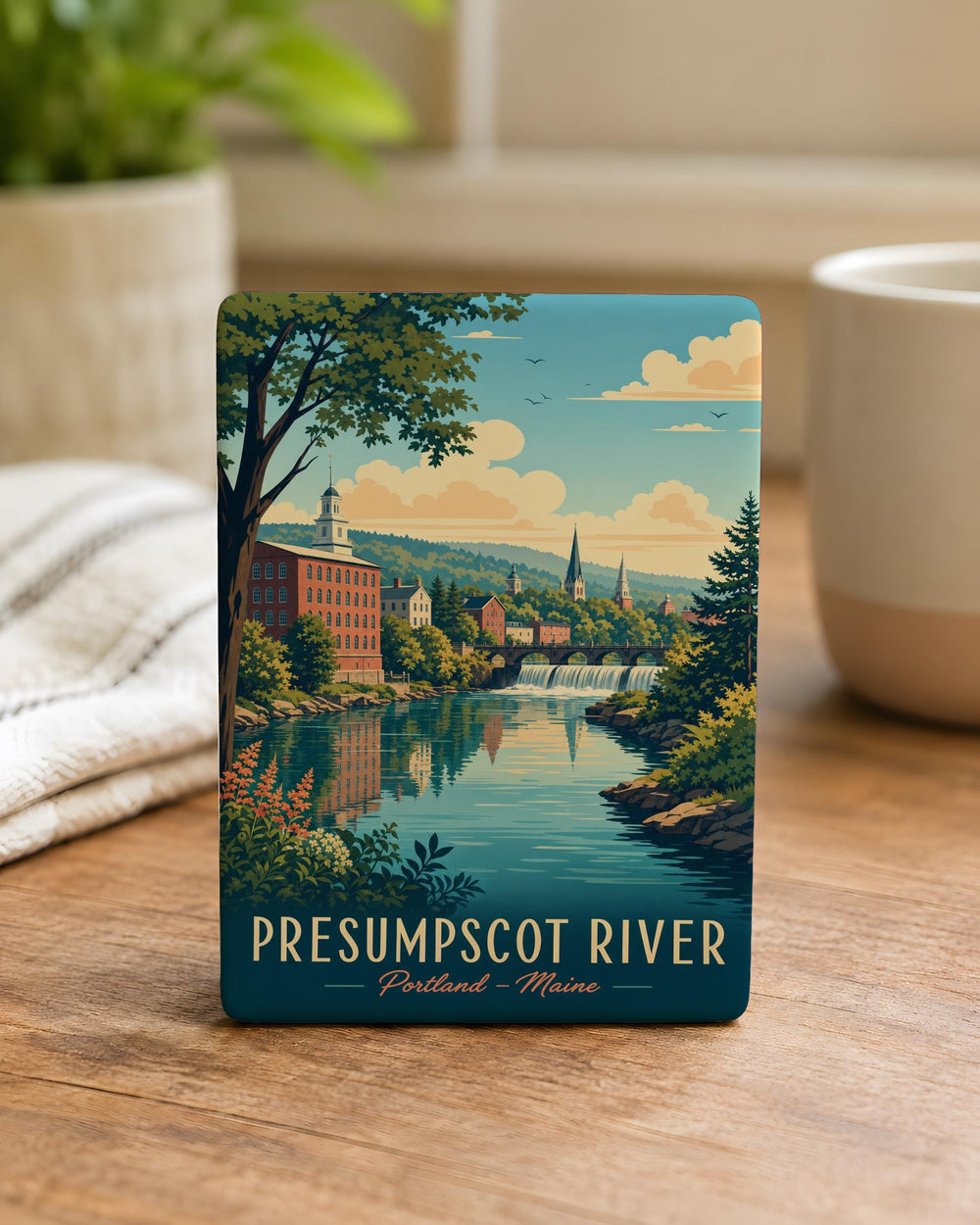 Presumpscot River Fridge Magnet, Maine River Landscape Souvenir, Nature Travel Keepsake Magnet