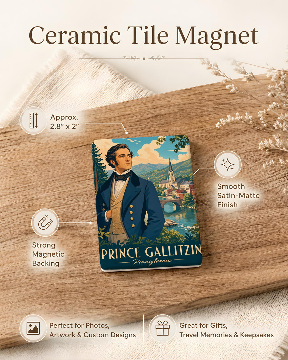 Prince Gallitzin Pennsylvania Fridge Magnet, Small Town Name Souvenir Magnet, Travel Keepsake Refrigerator Magnet