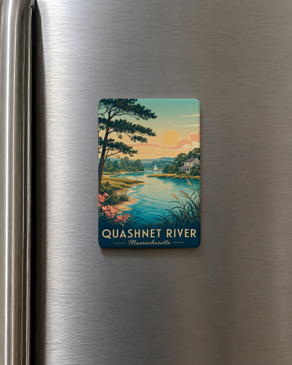 Quashnet River Fridge Magnet, Cape Cod Massachusetts River Scene Souvenir, Nature Travel Gift, Local Landmark Keepsake