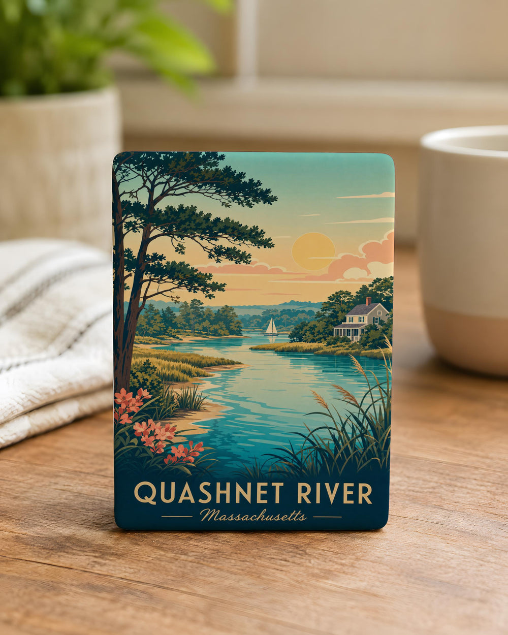 Quashnet River Fridge Magnet, Cape Cod Massachusetts River Scene Souvenir, Nature Travel Gift, Local Landmark Keepsake