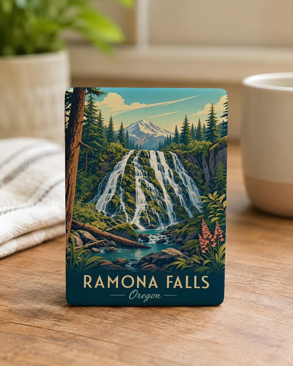 Ramona Falls Fridge Magnet, Oregon Waterfall Souvenir Magnet, Pacific Northwest Nature Keepsake, Hiking Travel Gift
