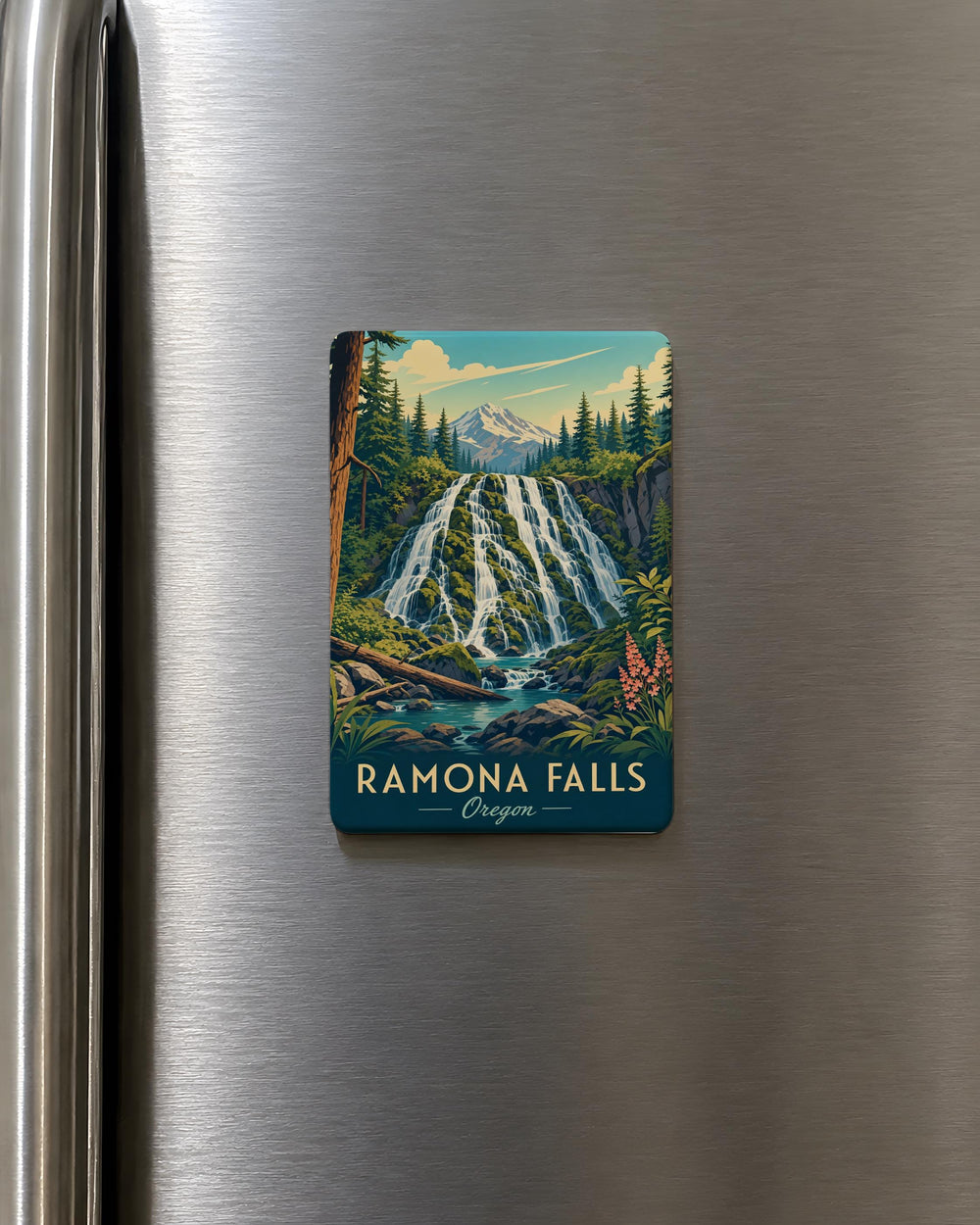 Ramona Falls Fridge Magnet, Oregon Waterfall Souvenir Magnet, Pacific Northwest Nature Keepsake, Hiking Travel Gift