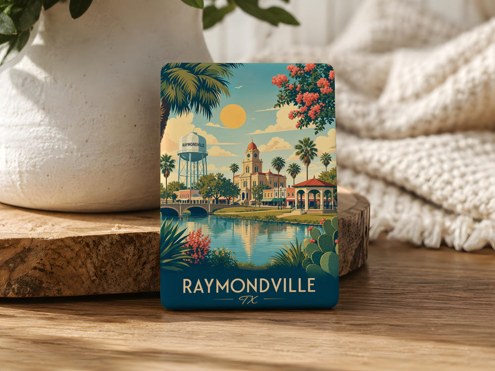 Raymondville TX Fridge Magnet, Raymondville Texas Souvenir Magnet, Travel Gift, City Landmark Keepsake, Home Decor Magnet