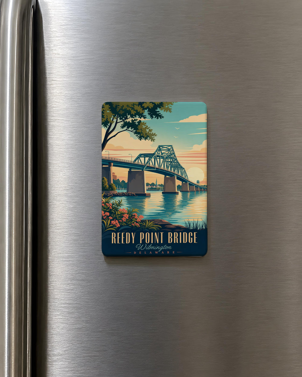 Reedy Point Bridge Fridge Magnet, Delaware Canal Bridge Souvenir, Chesapeake & Delaware Canal Landmark Magnet