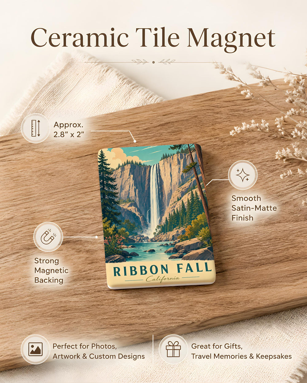 Fall Ribbon Fridge Magnet, Autumn Ribbon Theme Magnet, Seasonal Ribbon Decor Magnet, Thanksgiving Ribbon Kitchen Magnet