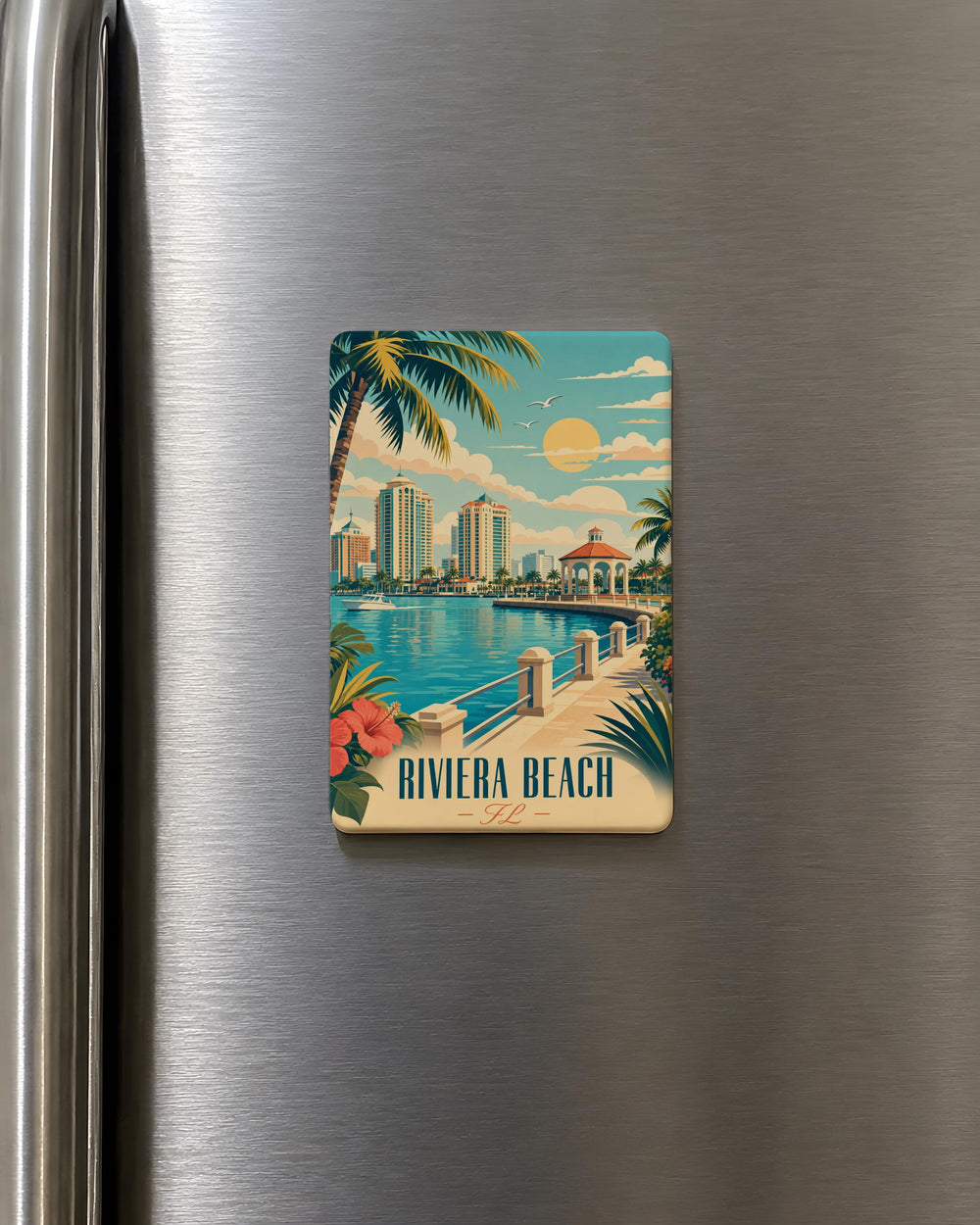 Riviera Beach Florida Fridge Magnet, Riviera Beach FL Souvenir Magnet, Beach Vacation Travel Gift, Coastal City Keepsake Magnet