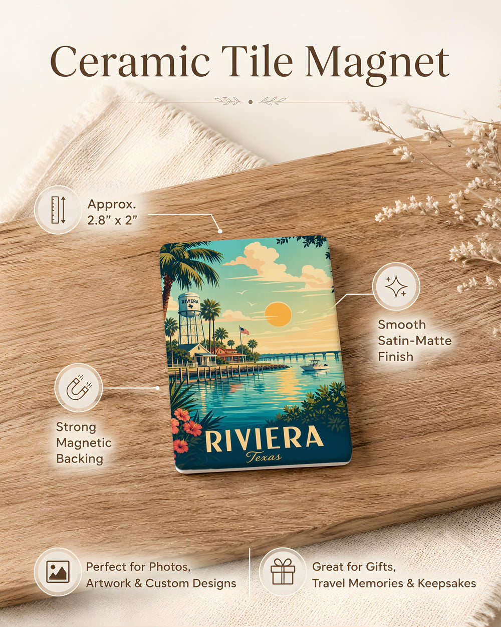 Riviera TX Fridge Magnet, Riviera Texas Souvenir Magnet, Coastal Town Travel Keepsake, Texas Gulf Coast Gift