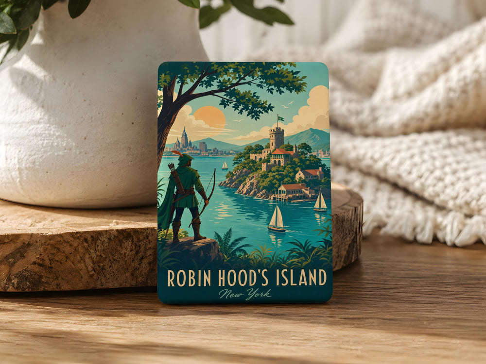 Robin Hood’s Island Fridge Magnet, Nottinghamshire Landmark Souvenir, River Trent Island Keepsake Magnet
