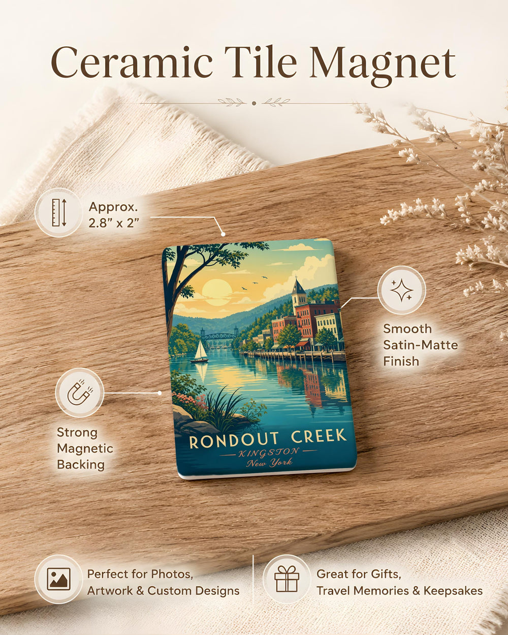 Rondout Creek Fridge Magnet, Rondout Creek Waterfront Souvenir, Hudson Valley New York Travel Keepsake Magnet
