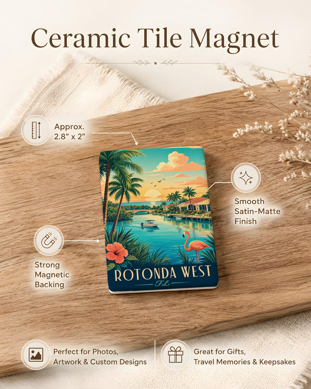 Rotonda West FL Fridge Magnet, Rotonda West Florida Souvenir Magnet, Charlotte County Gift, Gulf Coast Travel Keepsake Magnet