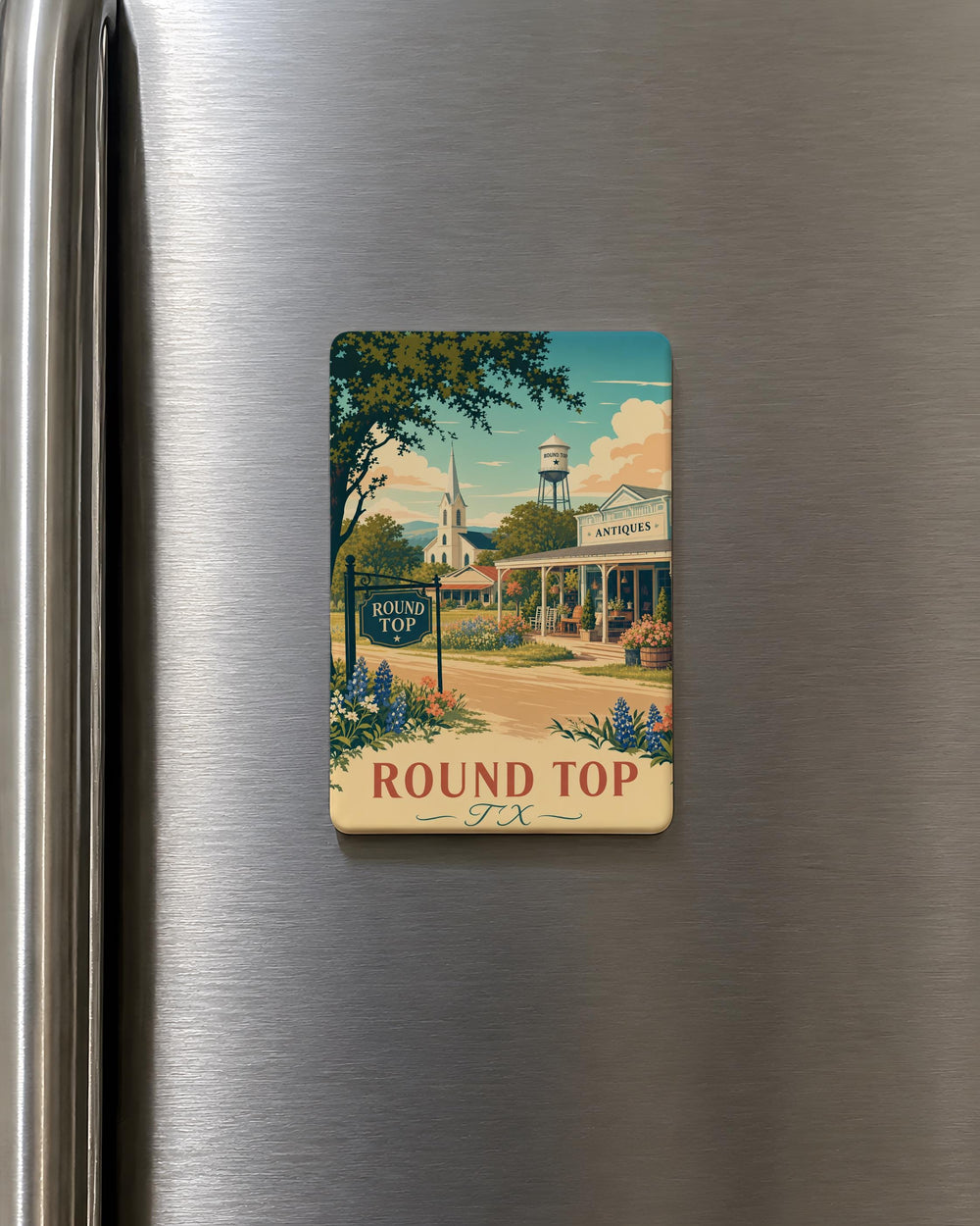 Round Top Texas Fridge Magnet, Round Top TX Souvenir Magnet, Texas Travel Keepsake, Small Town Gift, Lone Star State Decor