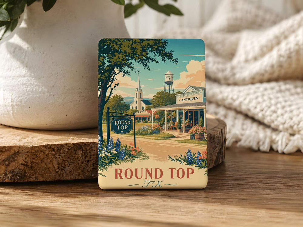 Round Top Texas Fridge Magnet, Round Top TX Souvenir Magnet, Texas Travel Keepsake, Small Town Gift, Lone Star State Decor