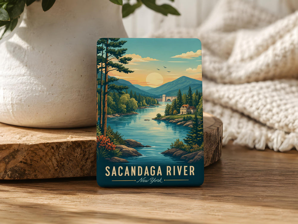 Sacandaga River Fridge Magnet, Adirondack New York River Souvenir, Scenic River Landmark Magnet, Lake Sacandaga Gift