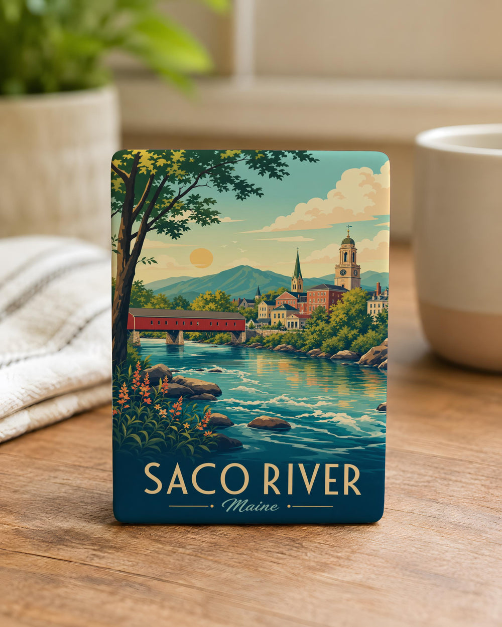 Saco River Fridge Magnet, Maine River Souvenir, Saco River Landmark Keepsake, New England Travel Magnet