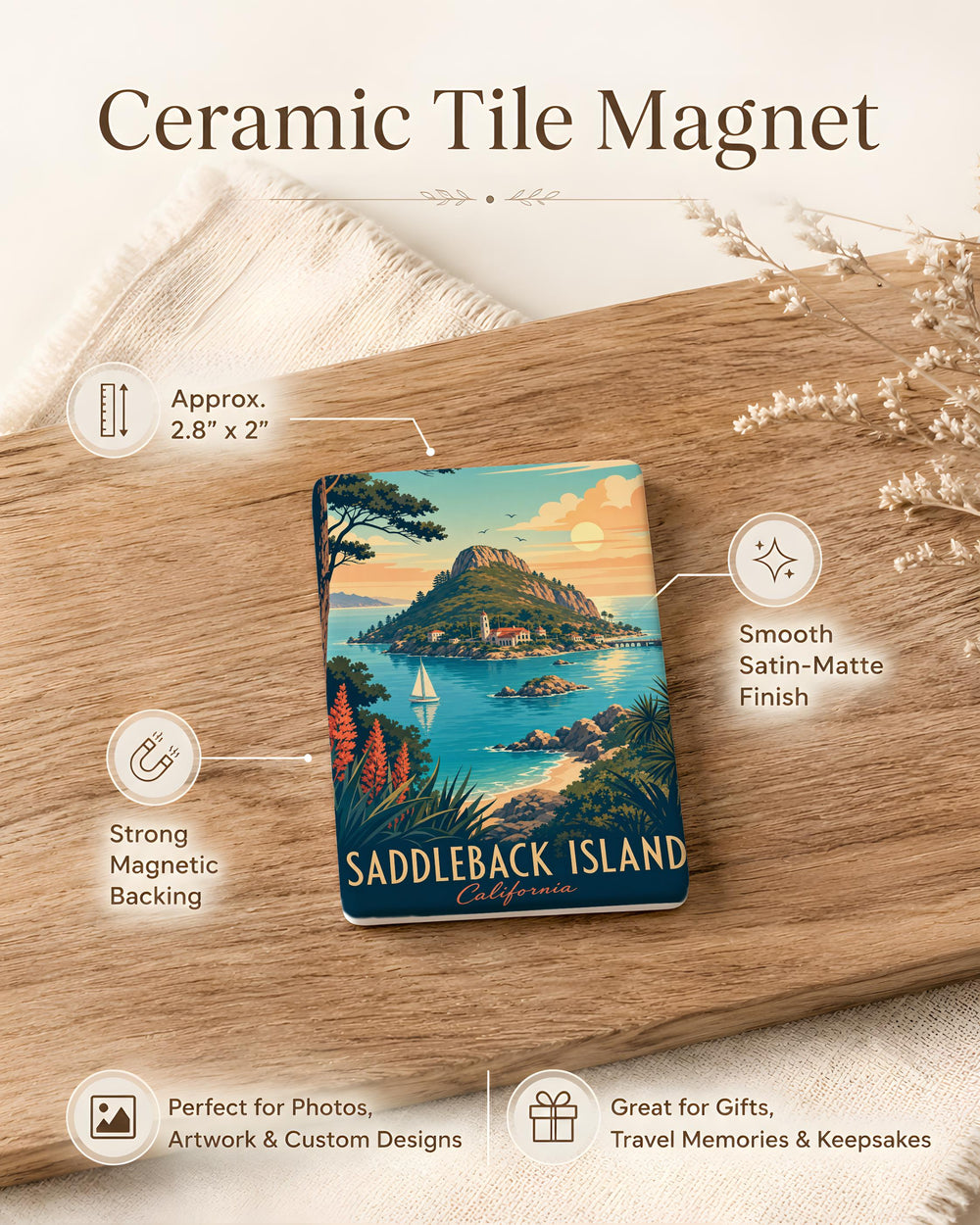 Saddleback Island Fridge Magnet, Island Landmark Souvenir Magnet, Coastal Travel Keepsake, Maine Island Gift