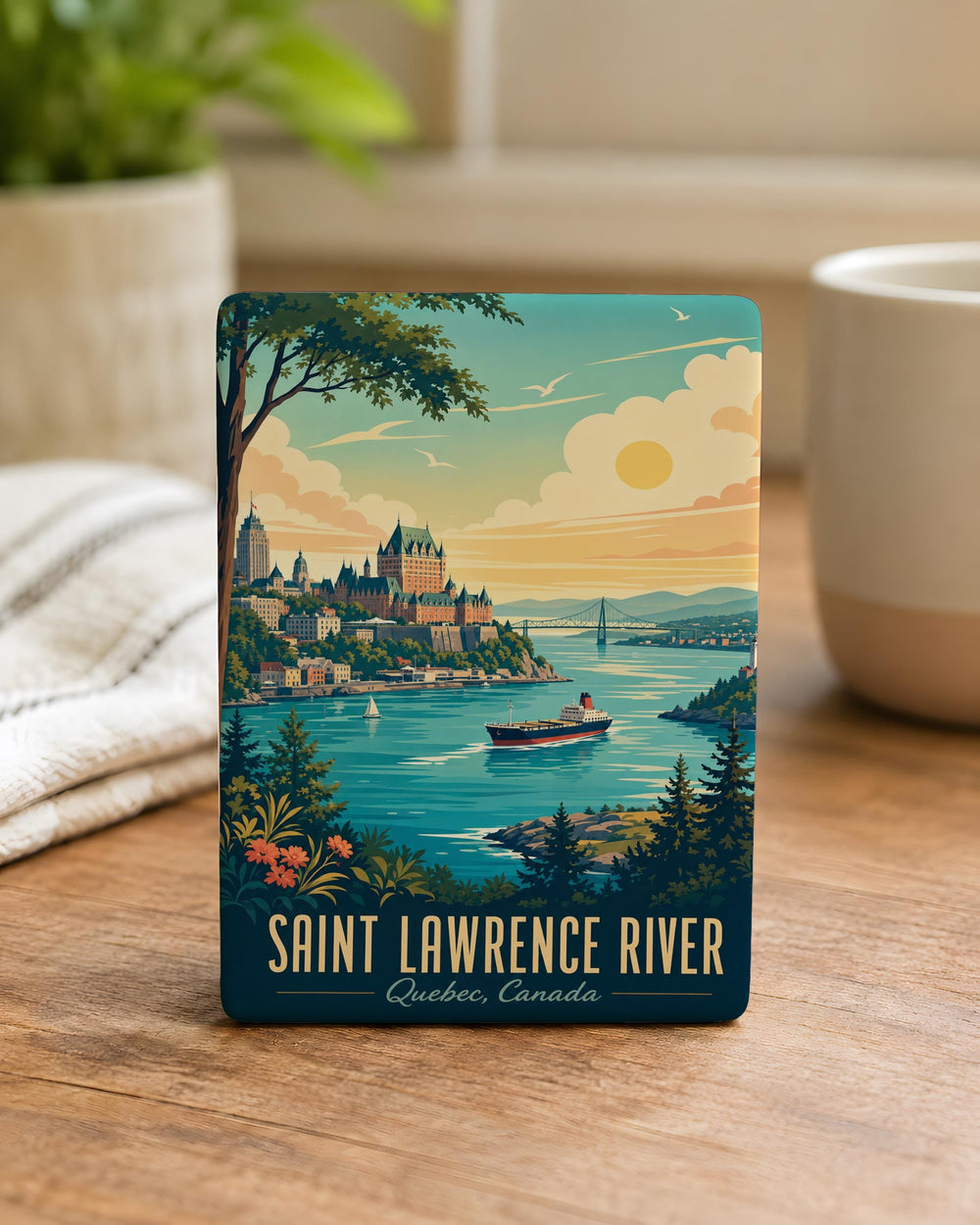 Saint Lawrence River Fridge Magnet, St. Lawrence River Souvenir Magnet, River Travel Keepsake, Canada USA Landmark Gift
