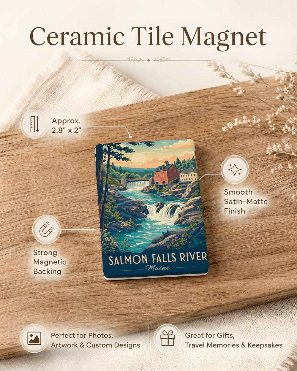 Salmon Falls River Fridge Magnet, Salmon Falls River Souvenir Magnet, River Landmark Travel Keepsake Magnet