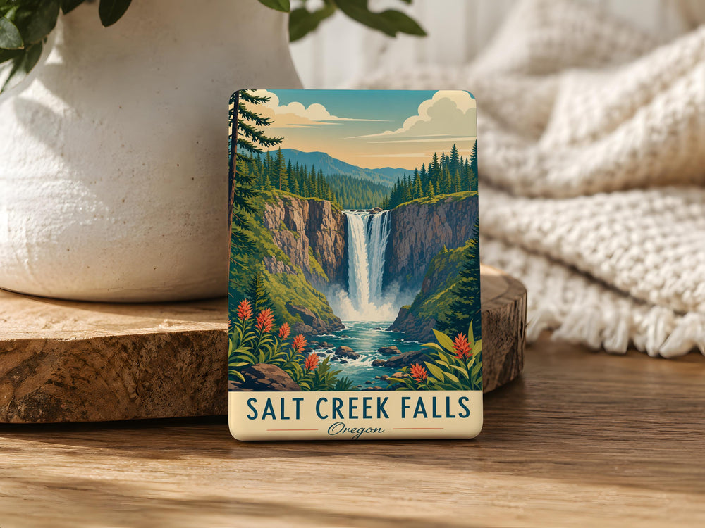 Salt Creek Falls Fridge Magnet, Oregon Waterfall Souvenir, Cascade Mountains Travel Gift, Nature Landmark Magnet