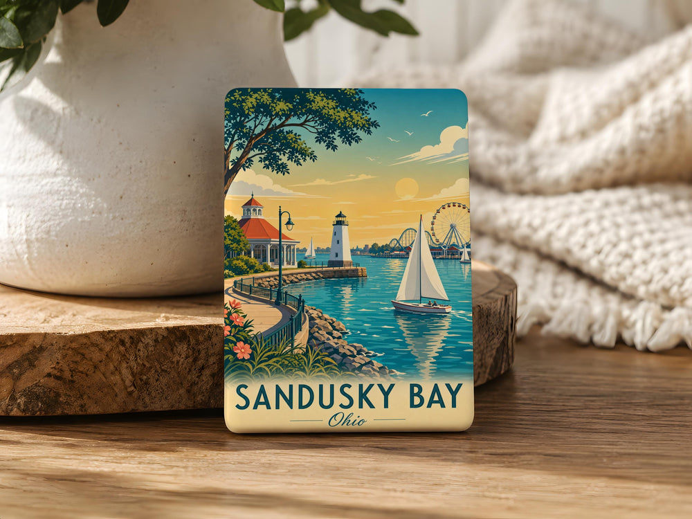 Sandusky Bay Fridge Magnet, Ohio Lake Erie Coastal Souvenir Magnet, Sandusky Waterfront Travel Gift, Bay Lover Magnet